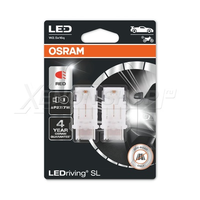 P27/7W Osram LEDriving SL Красные (2 шт.) - 3157DRP
