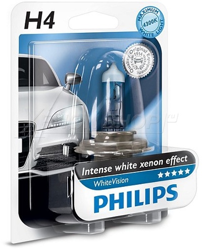 H4 Philips White Vision - 12342WHVB1 (1 шт.)