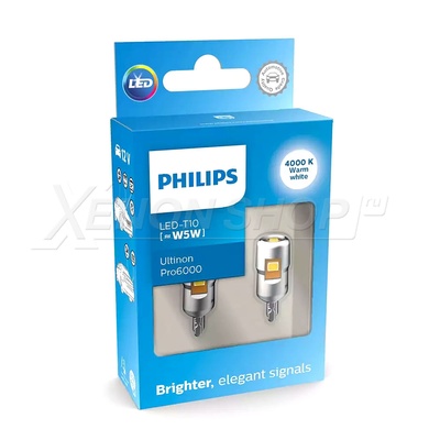 Светодиодные лампы W5W T10 Philips X-tremeUltinon LED 4000K - 127994000KX2  (Комплект, 2шт.) купить в XenonShop