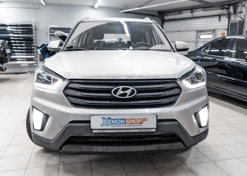 Установка светодиодных ламп в ПТФ Hyundai Creta