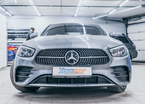 Установка металлической сетки в бампер Mercedes-Benz W213 E-class (2020)