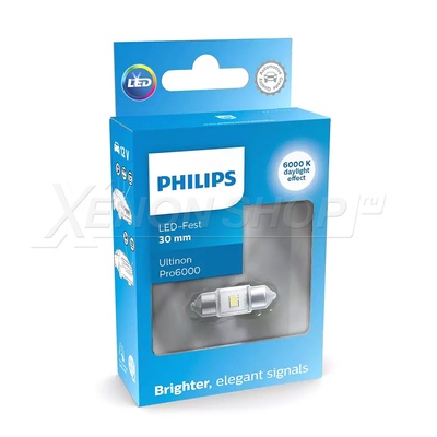 C5W Philips Ultinon Pro6000 30mm - 11860CU60X1 - Белый