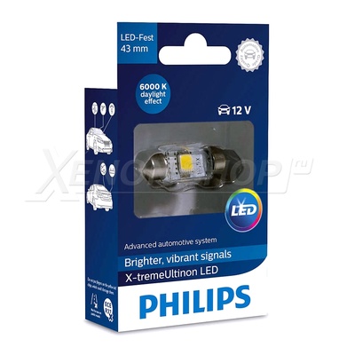 C5W 43mm Philips X-Treme Vision 6000K (1 шт.) - 129466000KX1