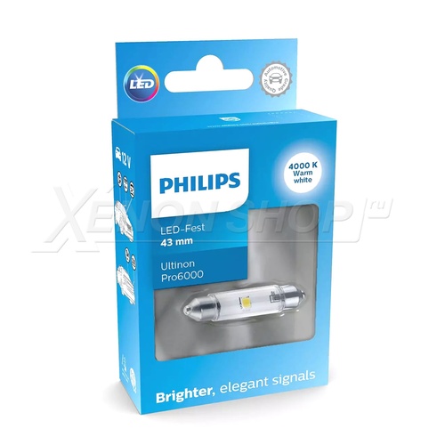 C5W Philips Ultinon Pro6000 43mm - 11866WU60X1 - Тёплый белый