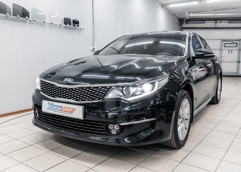 Установка светодиодов XS H7 в фары KIA Optima IV + полировка фар