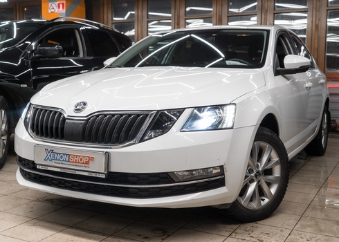 Установка линз в фары Skoda Octavia (2017)