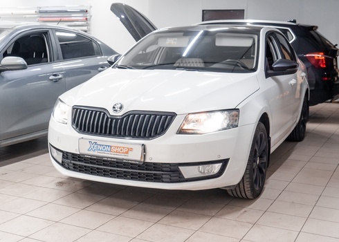 Установка LED-линз в фары Skoda Octavia (2018)