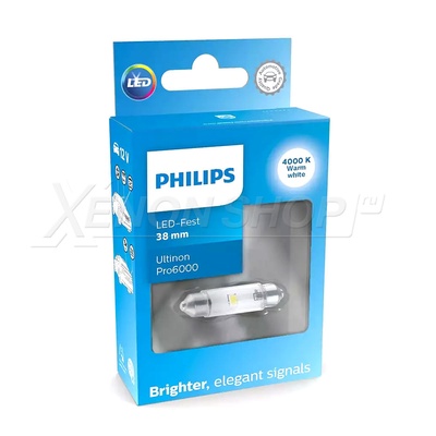 C5W Philips Ultinon Pro6000 38mm - 11854WU60X1 - Тёплый белый