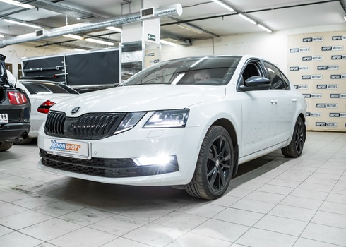 Установка светодиодных ламп в ПТФ Шкода Октавиа / Skoda Octavia