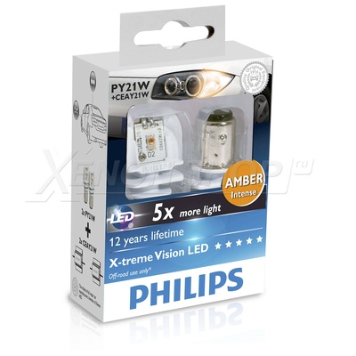 PY21W Philips X-Treme Vision Желтые (2 шт.) - 12764X2