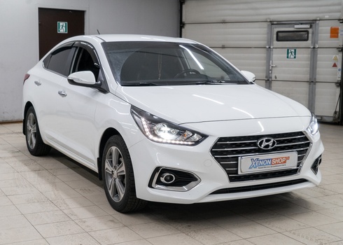 Замена штатных линз Hyundai Solaris (2019) на светодиодные модули