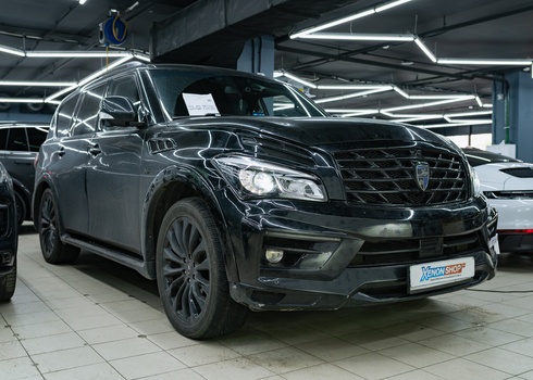 Замена линз Infiniti QX80 (2014) + установка сетки в бампер