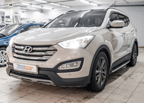 Замена ламп в фарах Hyundai Santa Fe