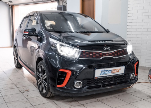 Замена галогеновых ламп в фарах Kia Picanto на светодиоды XS-Light