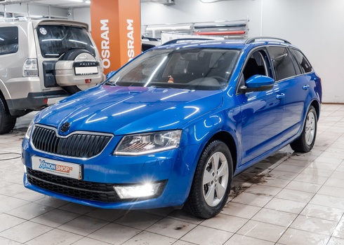 Установка светодиодов в ПТФ Skoda Octavia A7