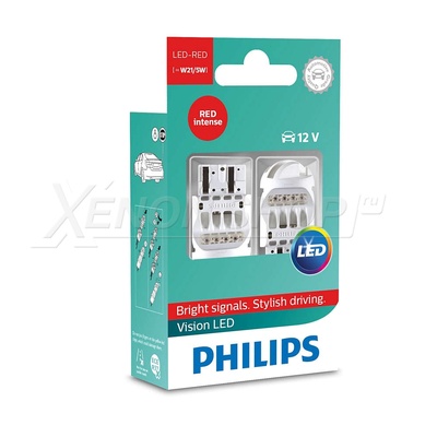 W21/5W Philips Vision LED (2 шт.) - 12835REDX2