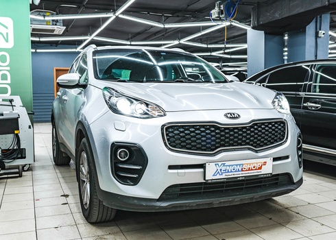 Замена заводских линз KIA Sportage (2017) на светодиодные модули