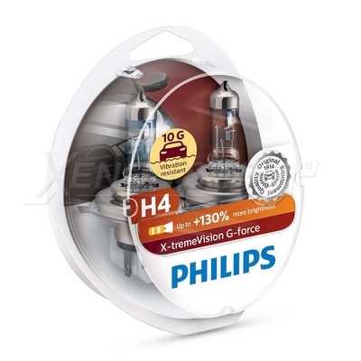 H4 Philips X-Treme Vision G-force +130% - 12342XVGS2 (2 шт.)