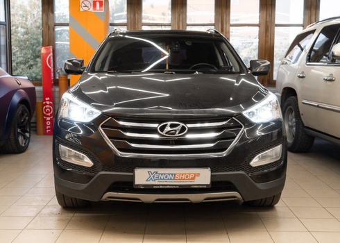 Замена заводских линз Hyundai Sante Fe (2013) на LED