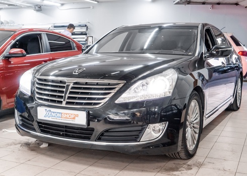 Замена заводского ксенона Hyundai Equus в ближнем свете