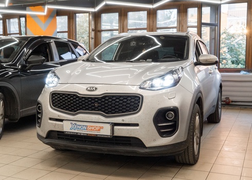 Замена ксеноновых линз Kia Sportage (2016) на светодиодные модули