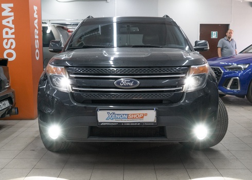 Установка светодиодных ПТФ на Ford Explorer V (2014)