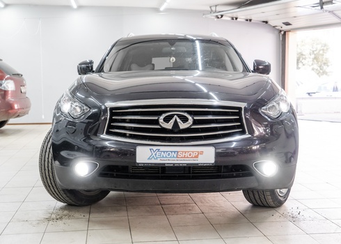 Замена ламп ПТФ и габаритов Infiniti QX70s на светодиоды