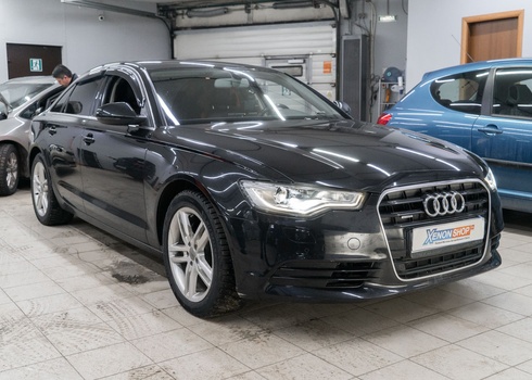 Замена линз и стёкол фар Audi A6 C7 (2014)