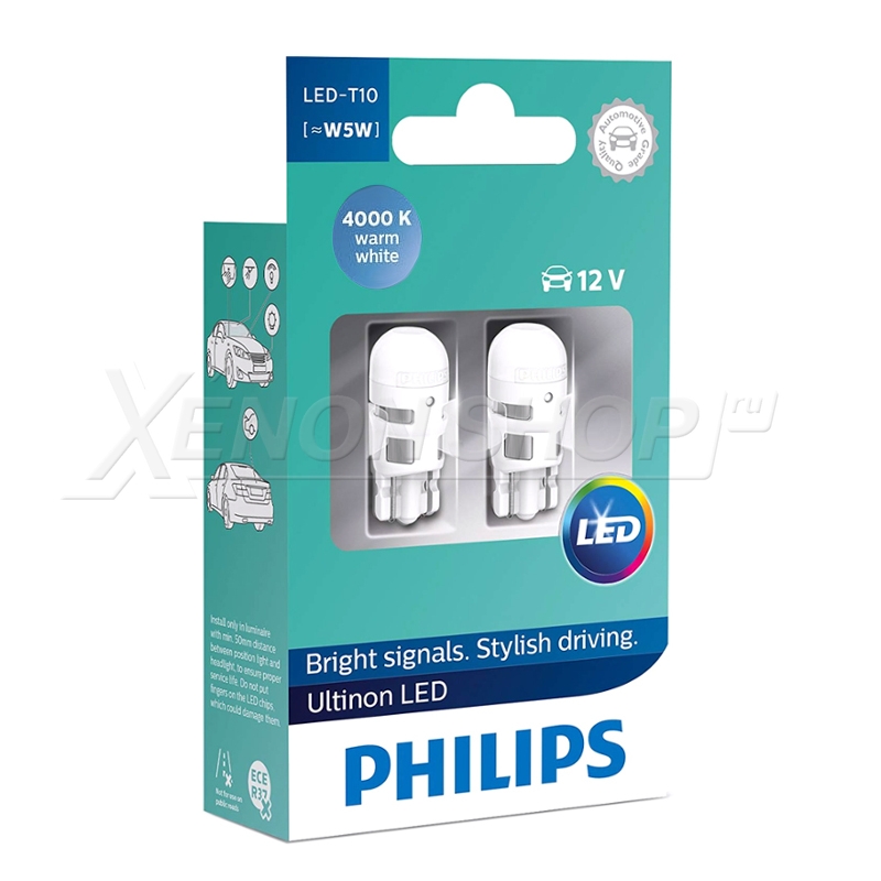 W5W Philips Ultinon LED 4000K - 11961ULW4X2 купить в XenonShop