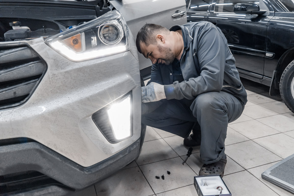 Установка светодиодных ламп в ПТФ Хендай Крета (Hyundai Creta) - Установка Ксено